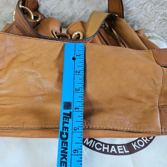 Michael Kors Tan Lamb Leather Gold Charm Satchel - Picture 8 of 15
